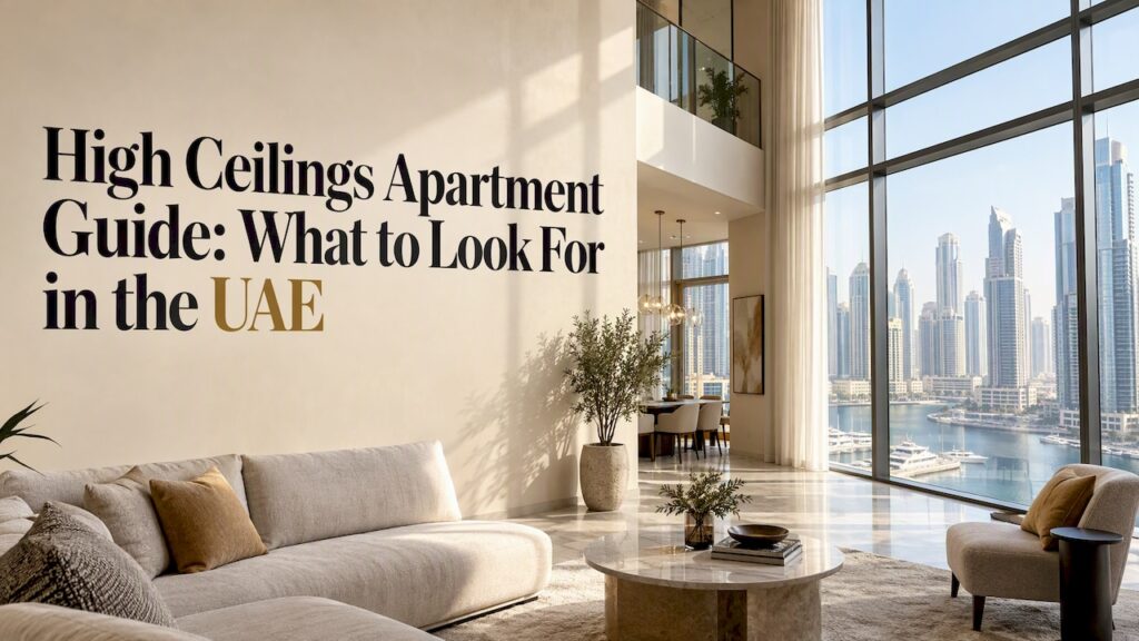 Double-height living room in a Dubai apartment