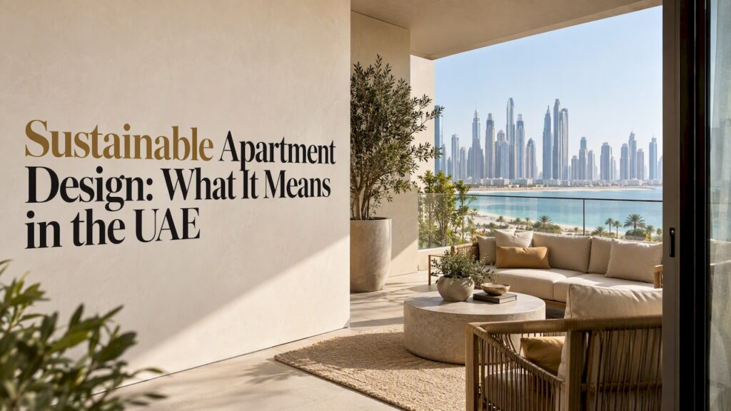 Shaded terrace in a sustainable Dubai apartment
